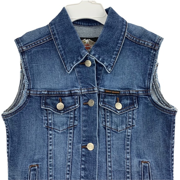 Harley Davidson Embroidered Denim Vest - Picture 5 of 16